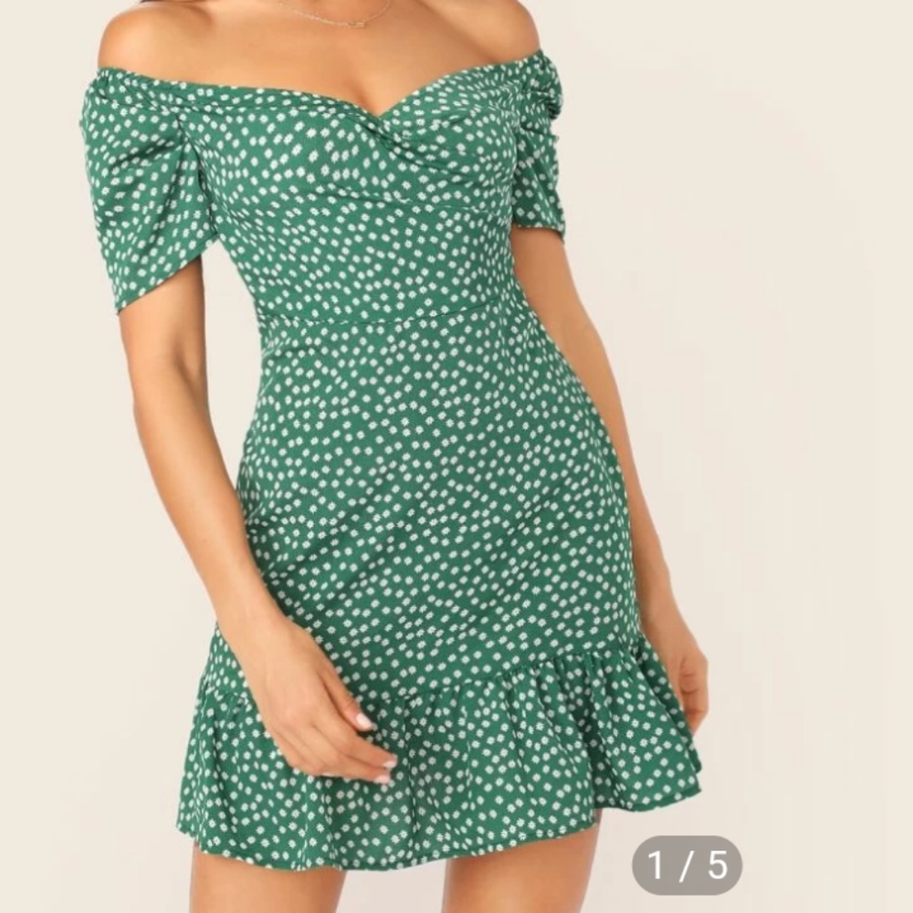 Green floral dress
